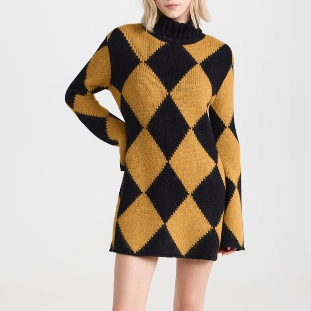 LA DoubleJ Argyle Sweater Mini Dress